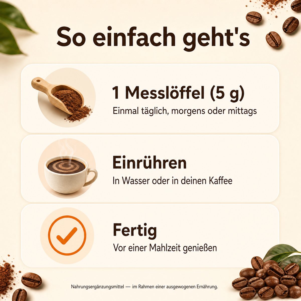 So einfach geht's: 1 Messlöffel, einrühren, fertig